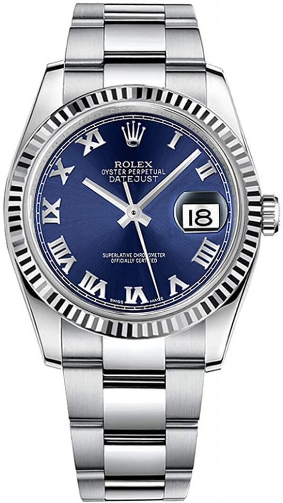 Rolex Datejust Replica 36 116234 Blue Dial With Roman Numeral Markers