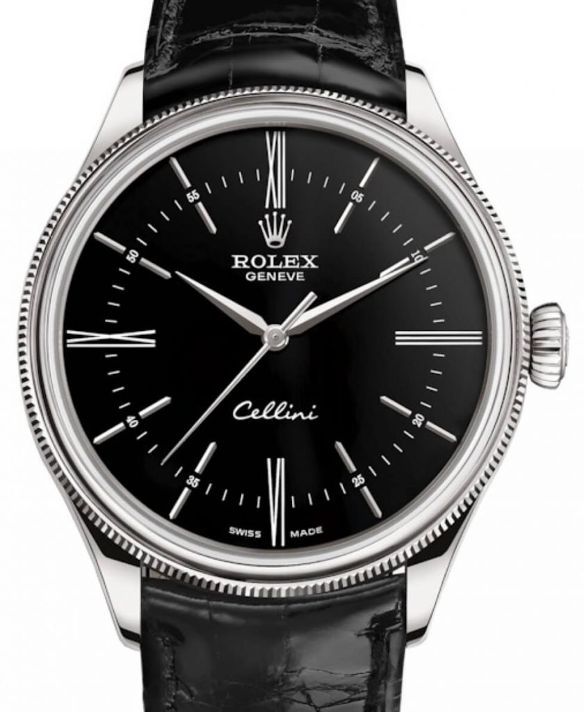Rolex Replica Cellini Time in White Gold 50509 Black Dial 1