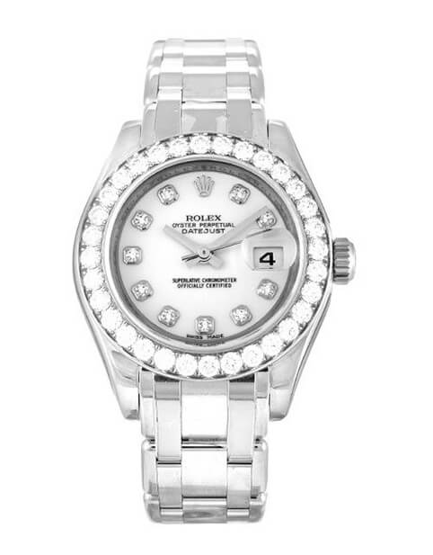 Ladies Rolex Replica Pearlmaster 80299 29mm White Dial