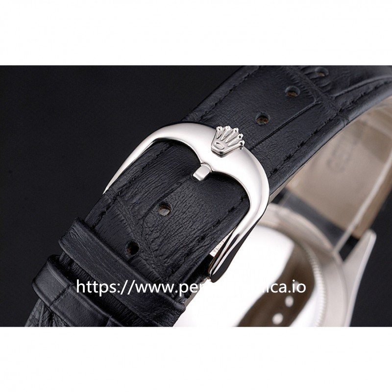 Rolex Cellini Black Dial Stainless Steel Case Black Leather Strap ...